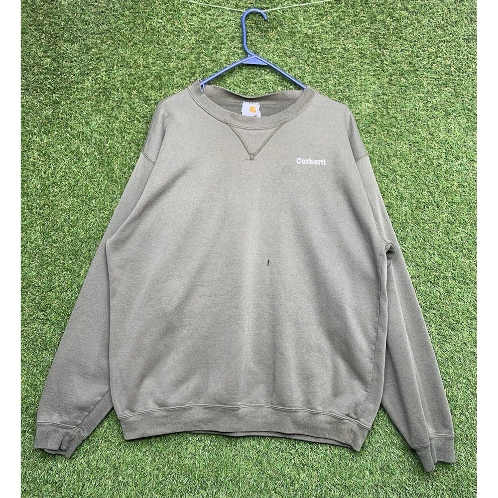 Carhartt Workwear Sweatshirt Mens Large Crewneck Outdoors Faded Heavyweight Hunt